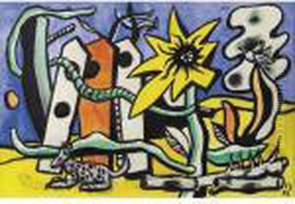 Property From A Private French Collection
 

 
 
 

 
 Le Chien, La Fleur Et L'oiseau Oil Painting by Fernand Leger