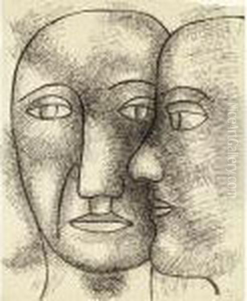 Deux Tetes Oil Painting by Fernand Leger