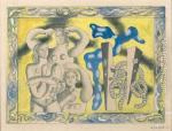 Composition Aux Trois Figures Oil Painting by Fernand Leger