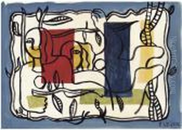 Projet Pour Une Composition Murale-1932 Oil Painting by Fernand Leger