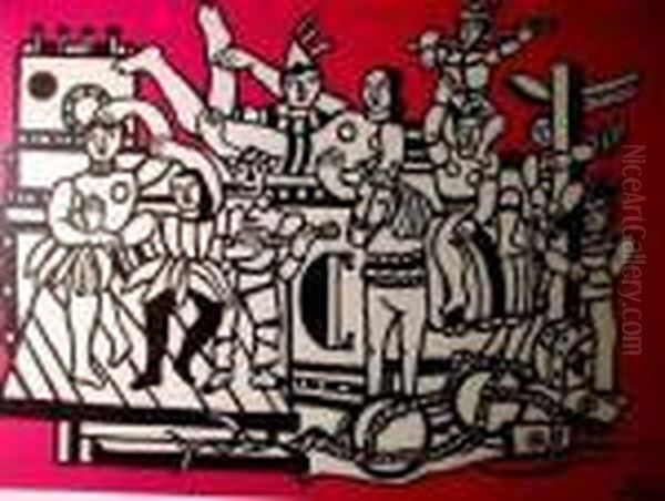 Fernand, L'homme Et La Machine Oil Painting by Fernand Leger
