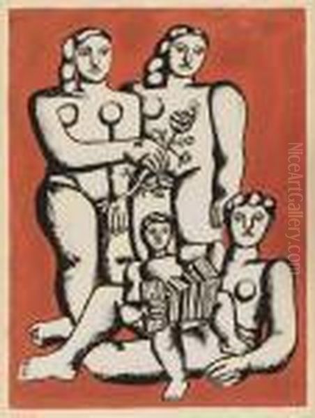 Accordianist's Family Oil Painting by Fernand Leger