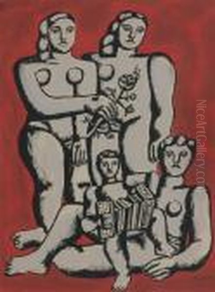 The Accordionist's Family Oil Painting by Fernand Leger