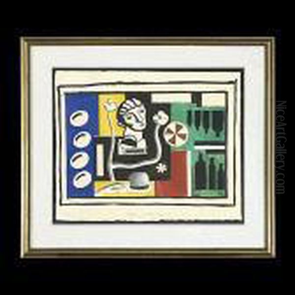 Leger.french - 1955. Still Life
 With The Bust. Silkscreen With Handcoloring. Sheet: 16 X 20 Inches. 
Bears Initials L/r: F. L. Titledl/c: Stillife With The Bust. Numbered 
L/l: H. C Oil Painting by Fernand Leger