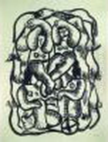 Composition Aux Acrobates Oil Painting by Fernand Leger