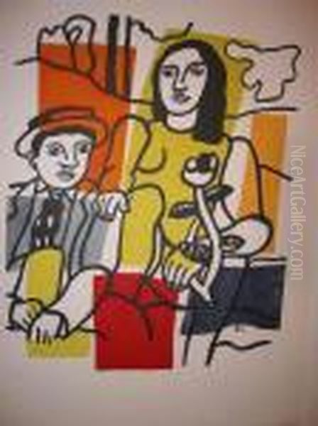 Man And Woman With Flower Oil Painting by Fernand Leger