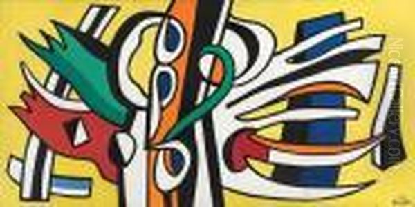 Composition: Projet De Peinture Murale Pour La Triennale De Milan Oil Painting by Fernand Leger