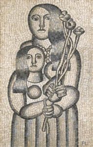 Femme Aux Fleurs Sur Fond Gris