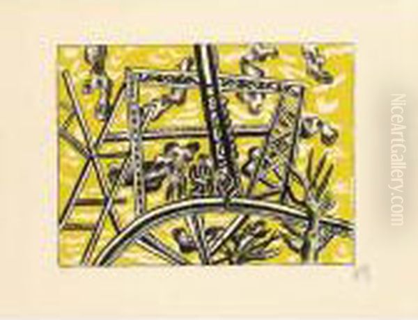 L'echafaudage Au Soleil (saphire 112) Oil Painting by Fernand Leger