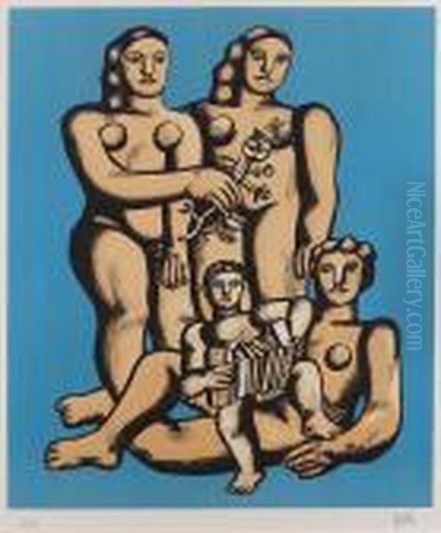 A Family Group (saphire E 11) Oil Painting by Fernand Leger