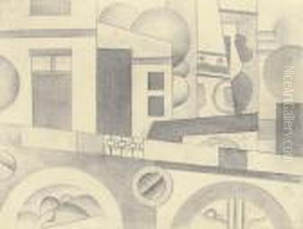 Etude Pour Le Remorqueur (architecture-paysage) Oil Painting by Fernand Leger