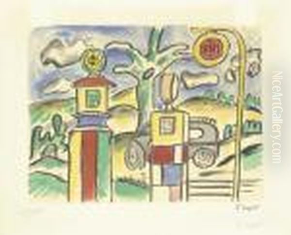 Station Service Oil Painting by Fernand Leger