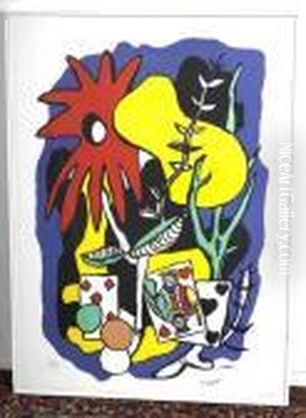 Le Roi De Coeur. (after The Watercolour Of 1947). Oil Painting by Fernand Leger