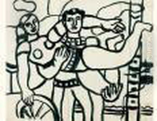 L'acrobate Et Sa Partenaire Oil Painting by Fernand Leger