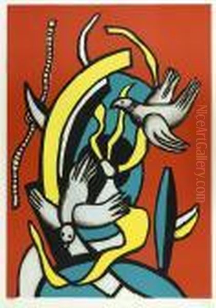 - Composition Aux Deux Oiseaux. Oil Painting by Fernand Leger