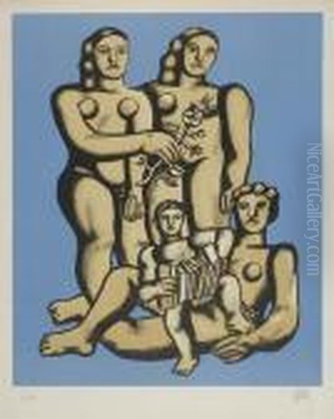 The Accordionist's Family Oil Painting by Fernand Leger