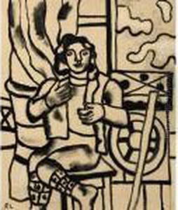 Femme Au Rideau