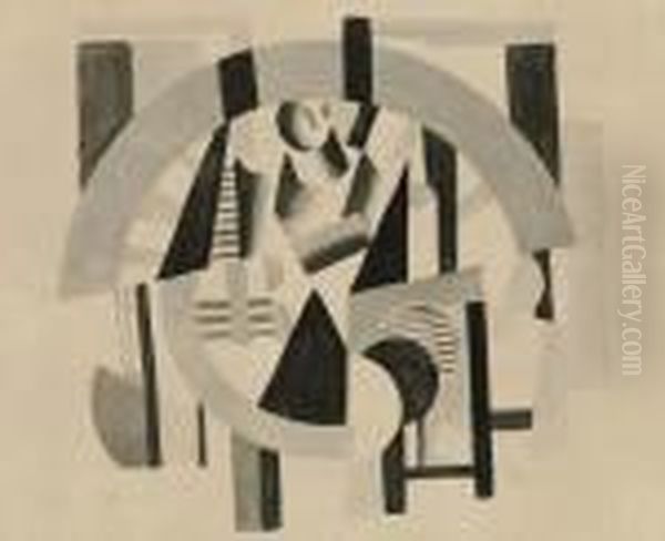 Composition (etude Pour L'aviateur) Oil Painting by Fernand Leger