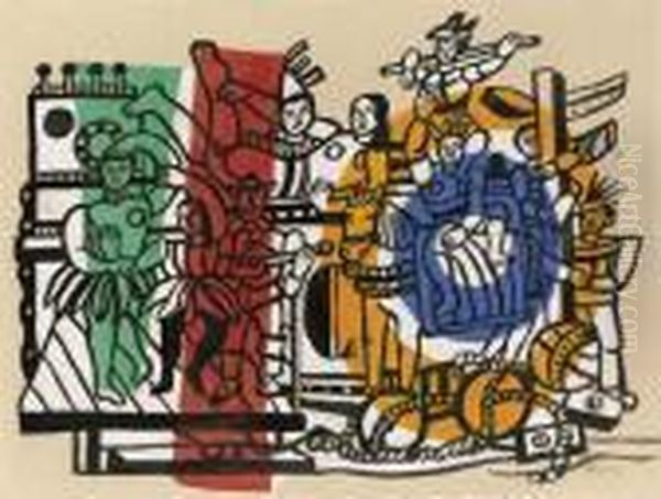 Etude Pour La Grande Parade Oil Painting by Fernand Leger