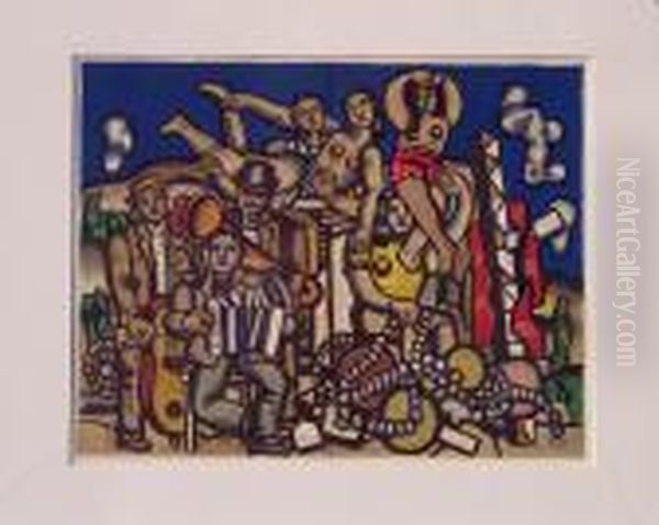 Acrobates Et Musicien Oil Painting by Fernand Leger