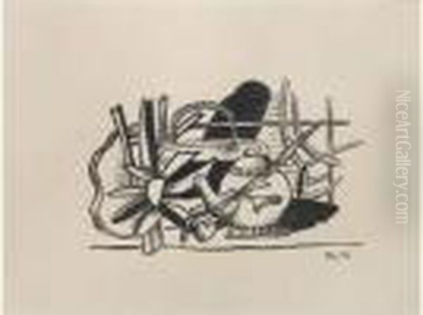 Nature Morte A La Theiere Oil Painting by Fernand Leger