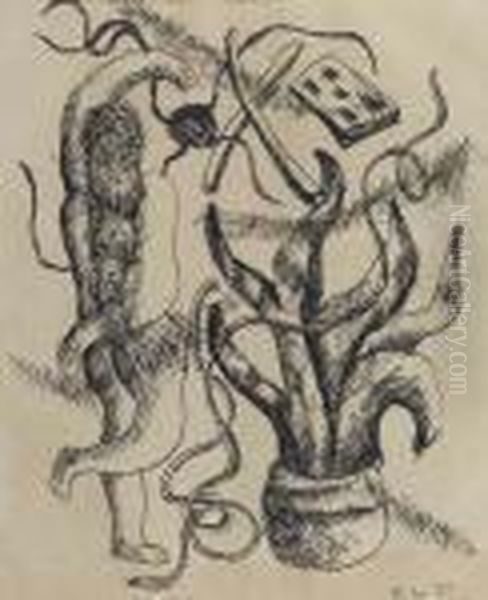 Femme Et Plante Verte. 1930. Oil Painting by Fernand Leger