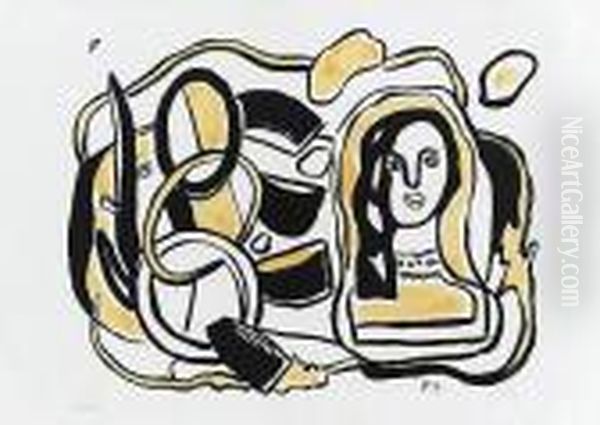 Composition Noir Et Jaune Oil Painting by Fernand Leger