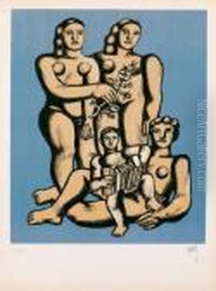Femmes Et Enfant A L'accordeon Oil Painting by Fernand Leger