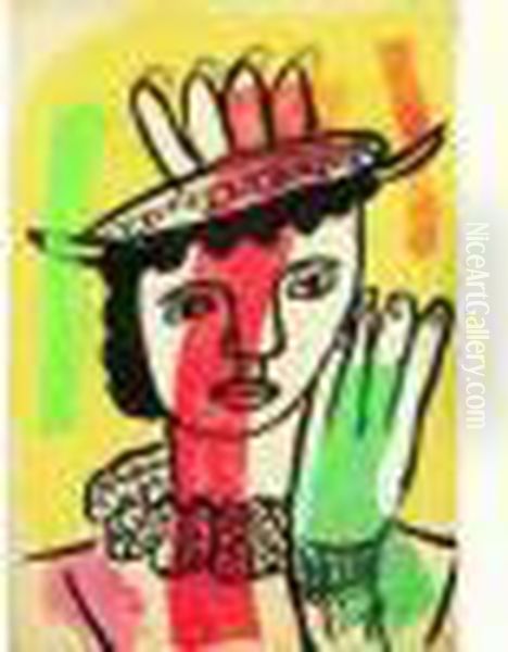 Portrait De Femme Au Chapeau Oil Painting by Fernand Leger
