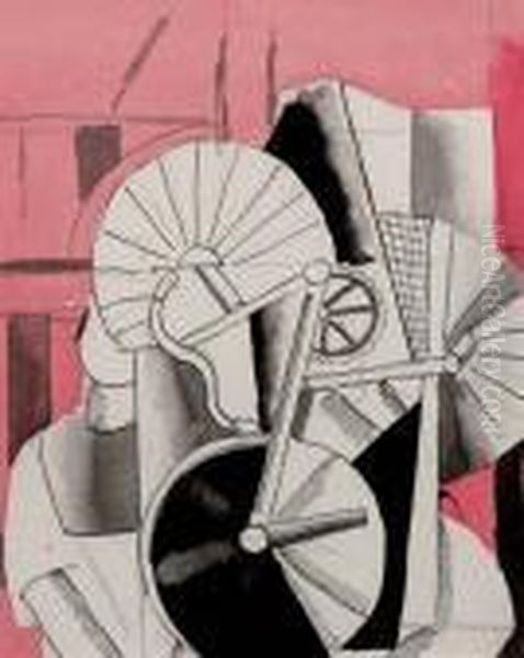 L'hommes Et Les Disques - 1920 Oil Painting by Fernand Leger