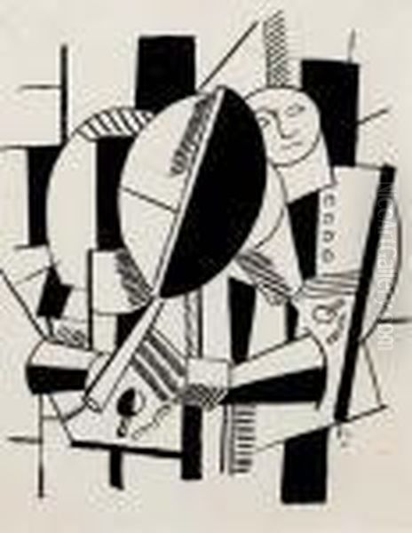 Femme Au Miroir - 1920 Oil Painting by Fernand Leger