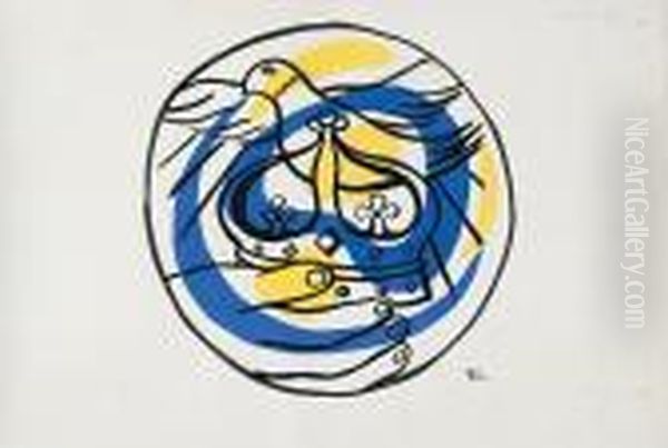 Composition Circulaire - Oiseau Avec Couronne C. Oil Painting by Fernand Leger