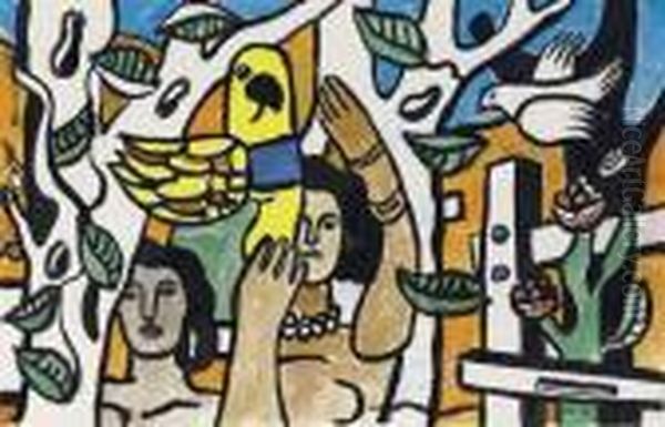 Les Femmes Au Perroquet Oil Painting by Fernand Leger