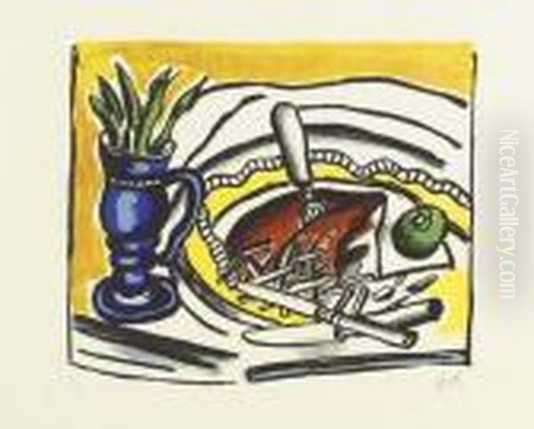 Nature Morte Au Vase Bleu (saphire 114) Oil Painting by Fernand Leger