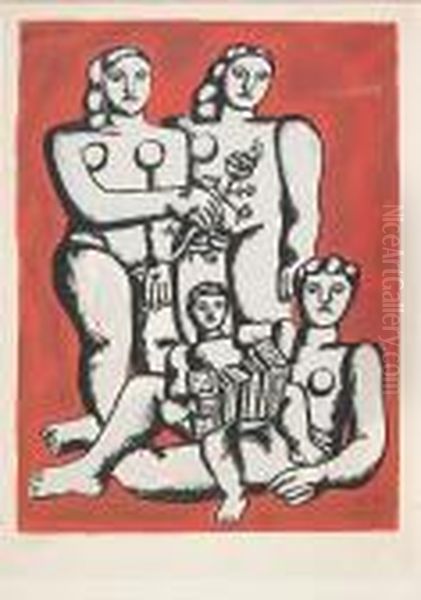 The Accordionist's Family, From Album Of 10 Serigraphs Oil Painting by Fernand Leger