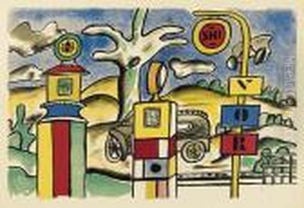 Les Pompes A Essence Oil Painting by Fernand Leger