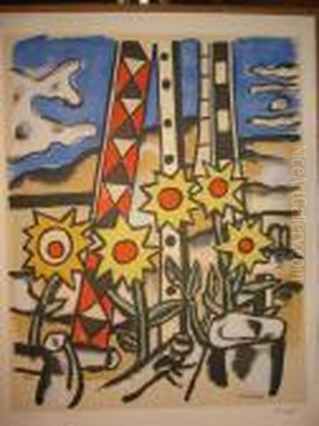 Les Tournesols Oil Painting by Fernand Leger