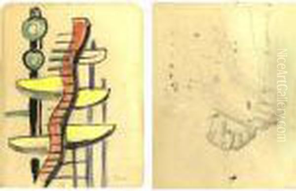 Composition: A Double-sided Drawing Oil Painting by Fernand Leger