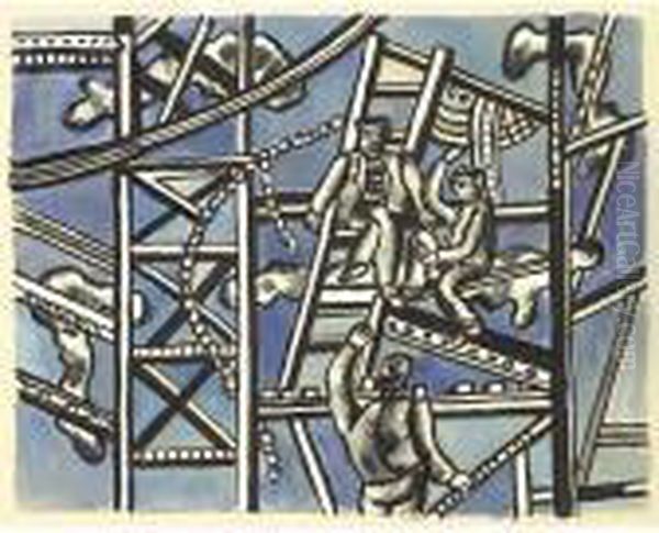 Les Constructeurs Etude Oil Painting by Fernand Leger