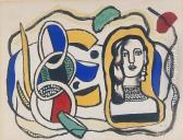 Tete De Femme Oil Painting by Fernand Leger