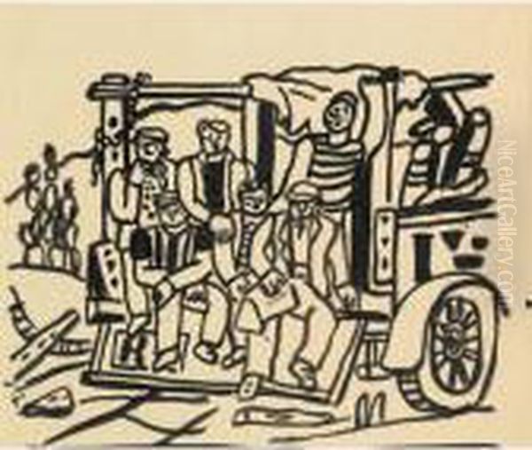 Les Ouvriers Oil Painting by Fernand Leger
