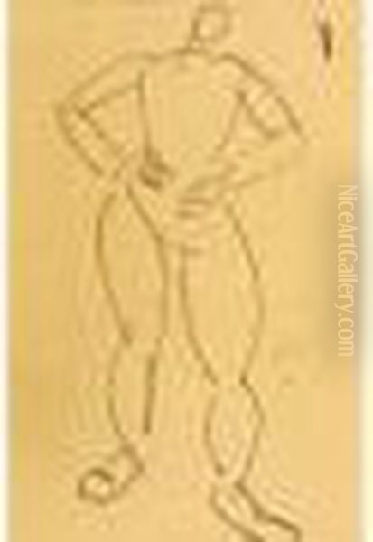 Etude De Personnage Nu, Debout Oil Painting by Fernand Leger