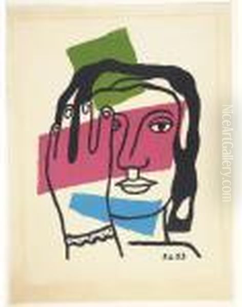 Tete De Femme (saphire 131) Oil Painting by Fernand Leger