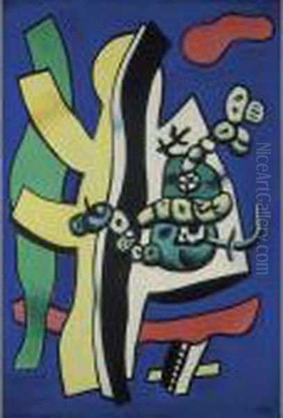 Nature Morte Aux Fruits Sur Fond Bleu Oil Painting by Fernand Leger