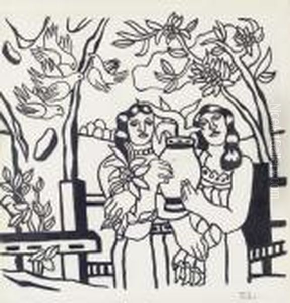 Les Femmes Au Vase Oil Painting by Fernand Leger