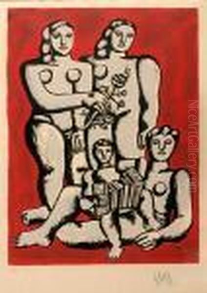 Nus Et L'enfant A L'accordeon Oil Painting by Fernand Leger