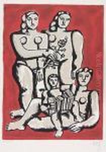 Four Figures On A Red Background