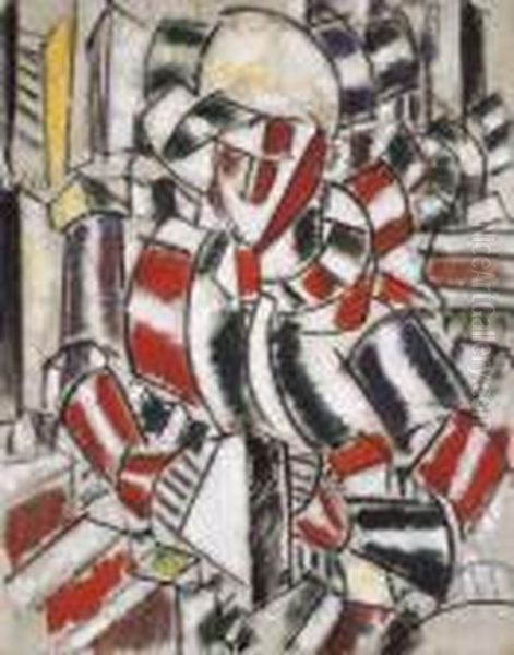 La Femme En Rouge Et Vert Oil Painting by Fernand Leger
