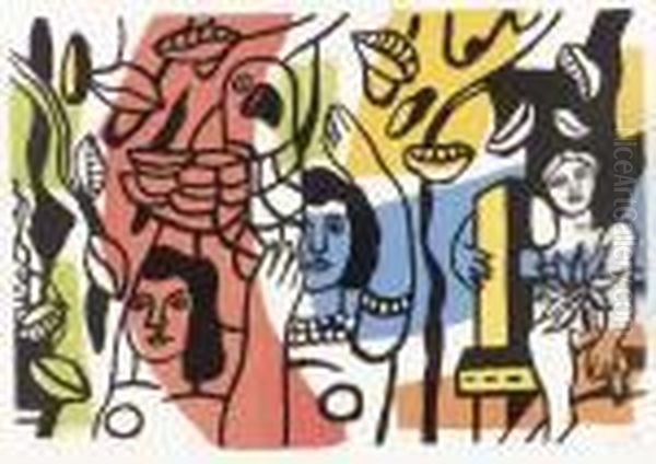 Les Femmes Aux Perroquet (s. 119) Oil Painting by Fernand Leger