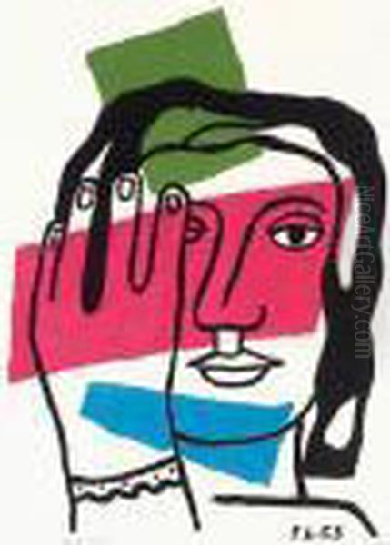 Femme Sur Fond Jaune Oil Painting by Fernand Leger